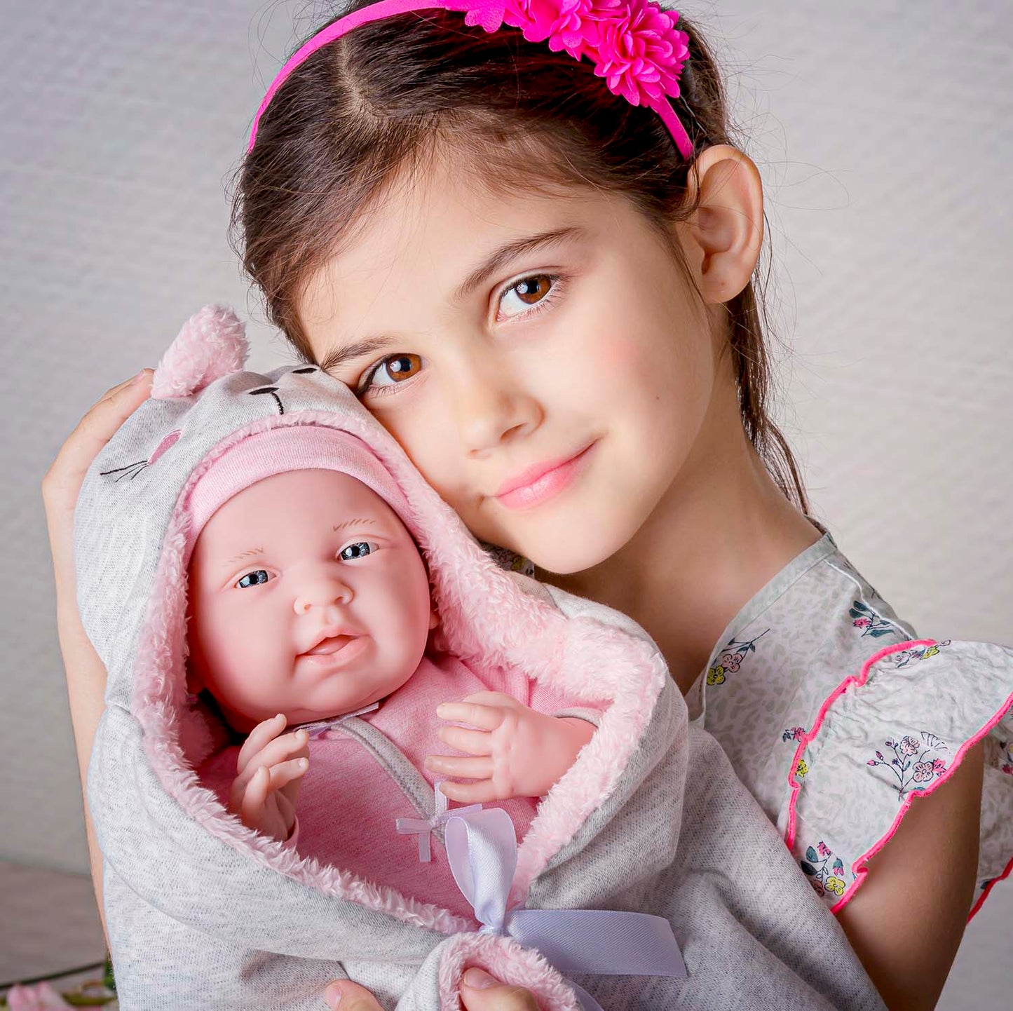 JC Toys, Soft Body La Newborn 15.5 inches baby doll -Pink Bunny Bunting Gift Set