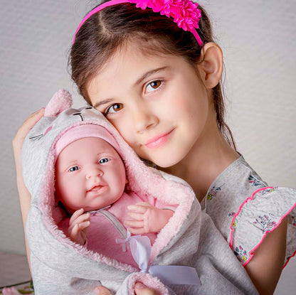 JC Toys, Soft Body La Newborn 15.5 inches baby doll -Pink Bunny Bunting Gift Set