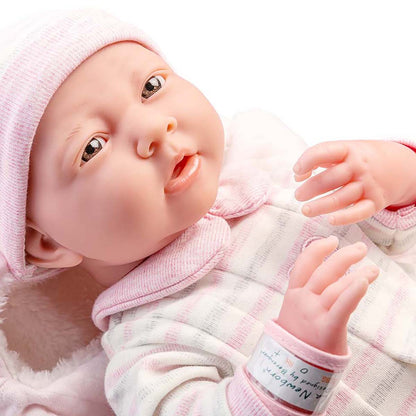 JC Toys, Soft Body La Newborn 15.5 inches baby doll in Pink Soft Basket Gift Set