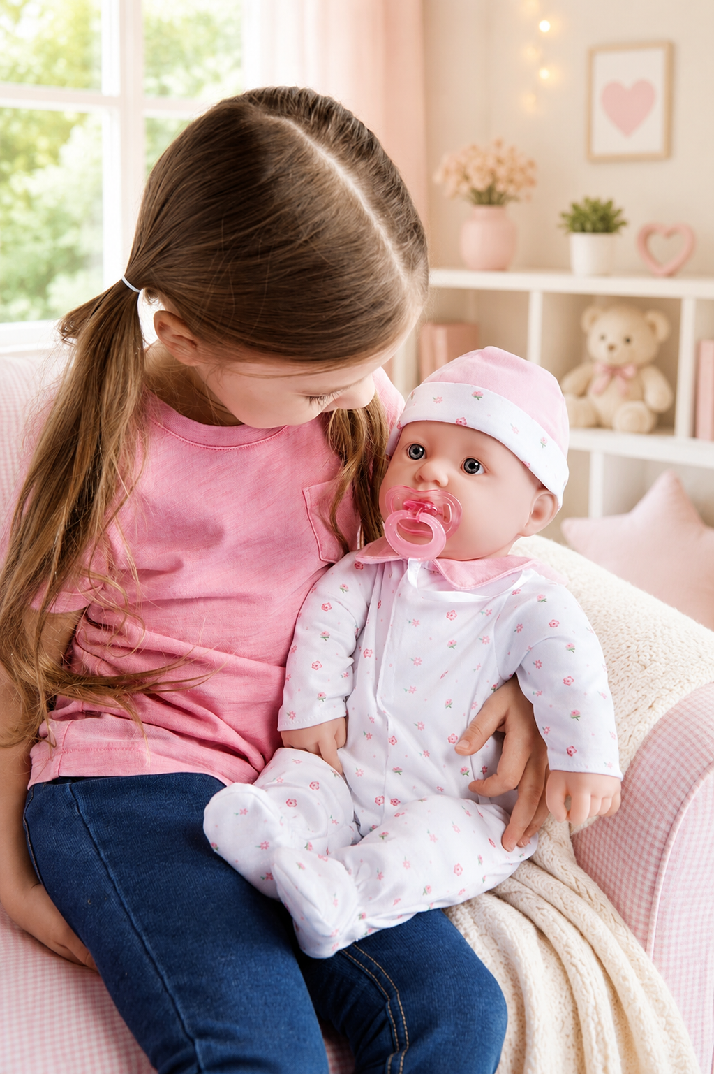 La Baby Play Doll - 20" Soft Body Baby Doll in baby outfit Pink w/ Pacifier