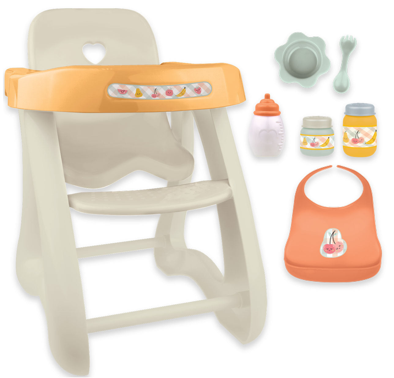 Nature Collection (Neutral Colors) Highchair + Accessory Gift Set fits dolls up to 16” dolls - Ages 2+