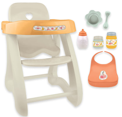 gender neutral colored doll high chair and accessories
