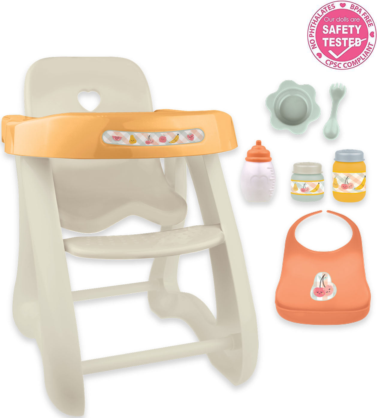 Nature Collection (Neutral Colors) Highchair + Accessory Gift Set fits dolls up to 16” dolls - Ages 2+