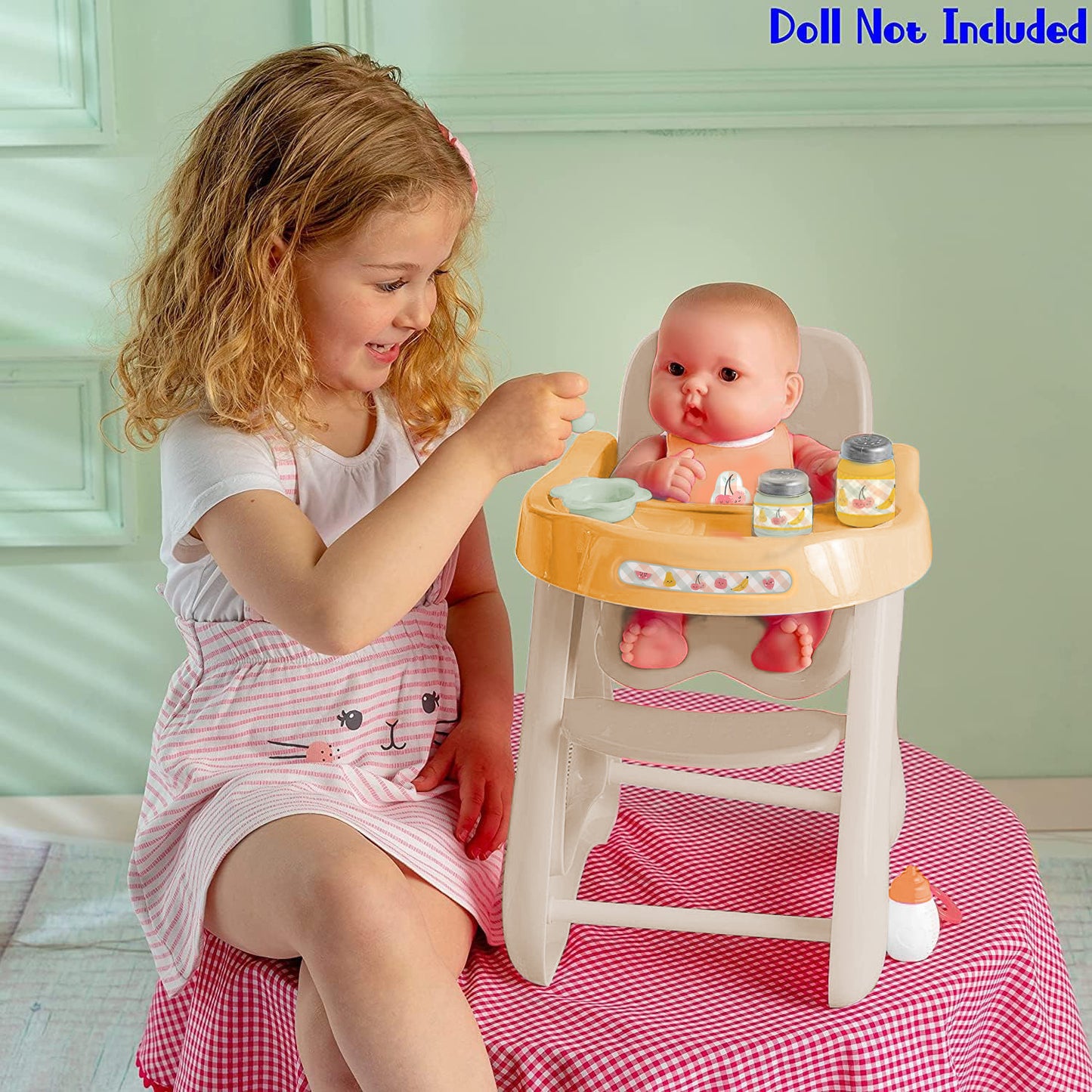 Nature Collection (Neutral Colors) Highchair + Accessory Gift Set fits dolls up to 16” dolls - Ages 2+