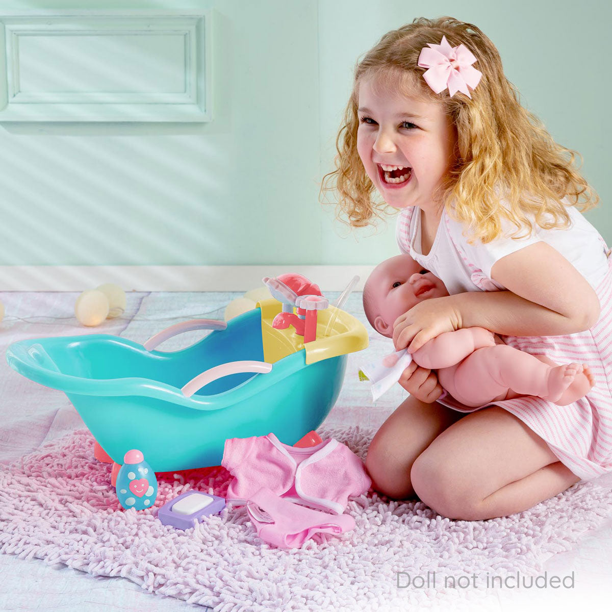 JC Toys, For Keeps! Baby Doll Bathtub and Accessories | Real Working Shower Fits Most Dolls Up to 17"