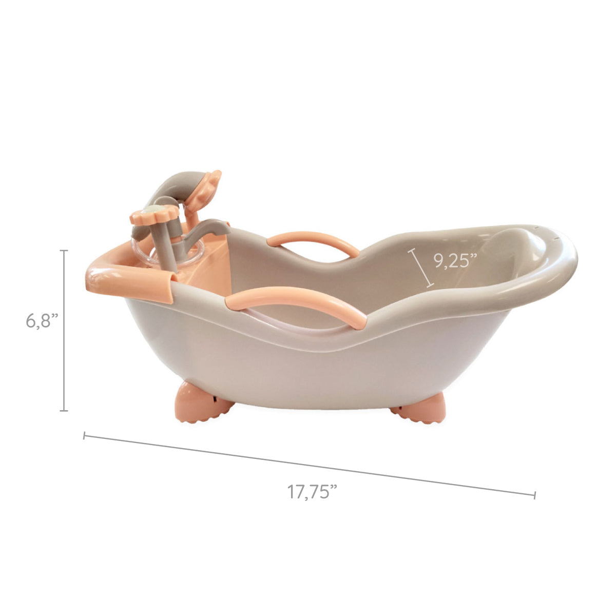 Nature Collection (Neutral Colors) Baby Doll Bathtub and Accessories | Real Working Shower Fits Most Dolls Up to 17"