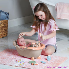 Nature Collection (Neutral Colors) Baby Doll Bathtub and Accessories | Real Working Shower Fits Most Dolls Up to 17