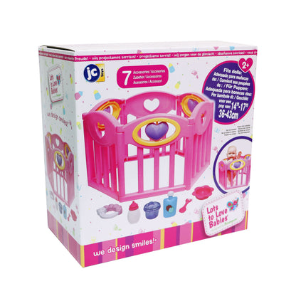 JC Toys, Deluxe Baby Doll PlayPen and Accessories for Dolls up to 17 inches
