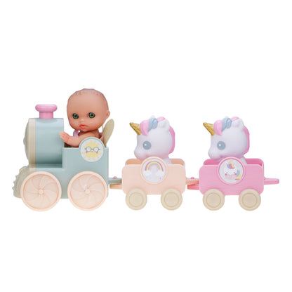 Lil’ Cutesies® Fairy Baby Doll & Unicorn Train Playset – 5.5” All Vinyl