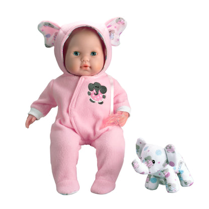 Berenguer Boutique Pink Soft Body 15" Baby Doll Open/Close Eyes w/Play Elephant For Children 2+