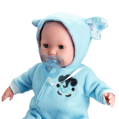 Berenguer Boutique Blue Soft Body 15" Baby Doll Open/Close Eyes with Play Elephant For Children 2+