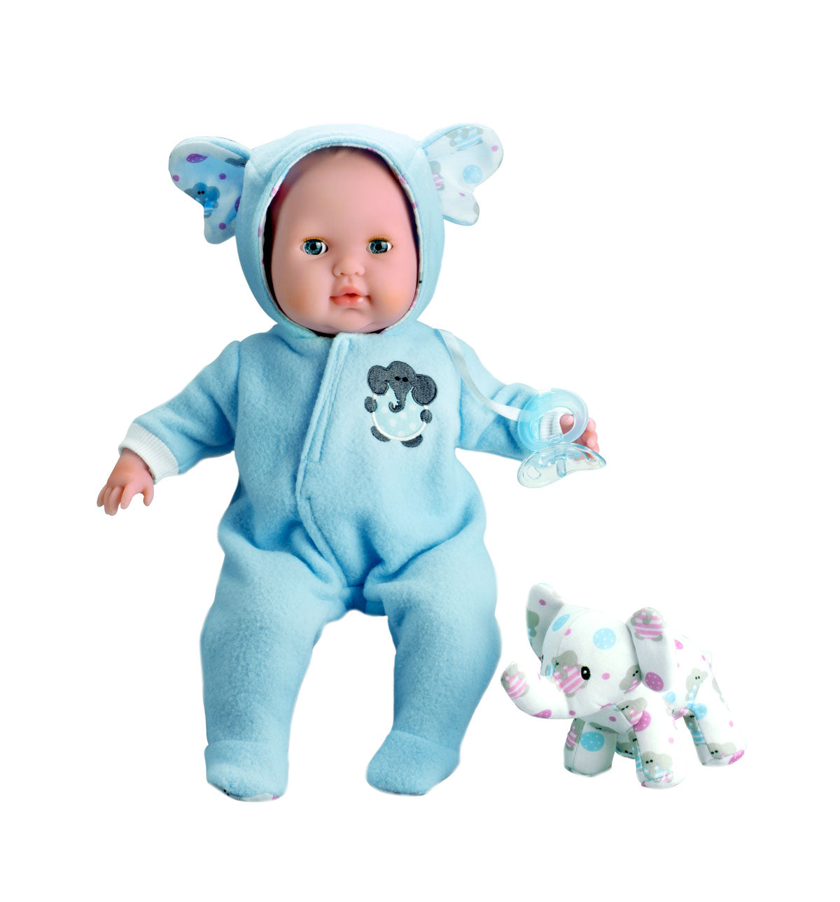 Berenguer Boutique Blue Soft Body 15" Baby Doll Open/Close Eyes with Play Elephant For Children 2+