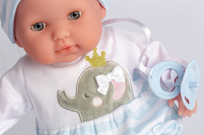 Berenguer Boutique 15" Realistic Soft Body Baby Doll Open/Close Eyes 10 Pcs. Set | Blue | Ages 2+