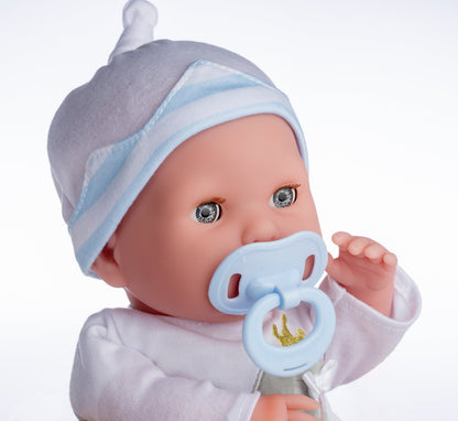 Berenguer Boutique 15" Realistic Soft Body Baby Doll Open/Close Eyes 10 Pcs. Set | Blue | Ages 2+