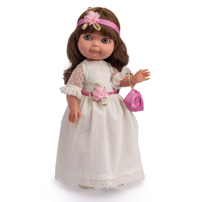 JC Toys Chloe 15" Royal Collection Fashion Doll Long Brown Hair All vinyl Posable Doll
