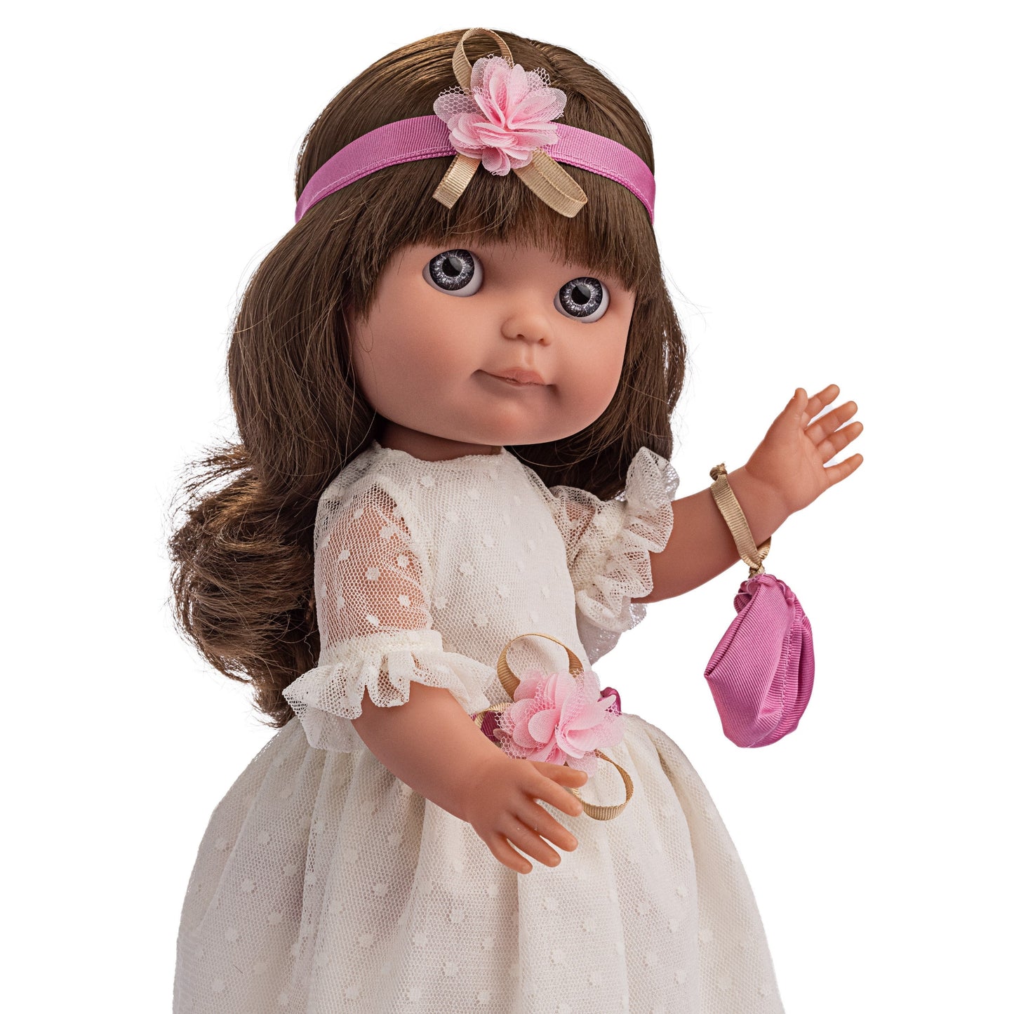 JC Toys Chloe 15" Royal Collection Fashion Doll Long Brown Hair All vinyl Posable Doll