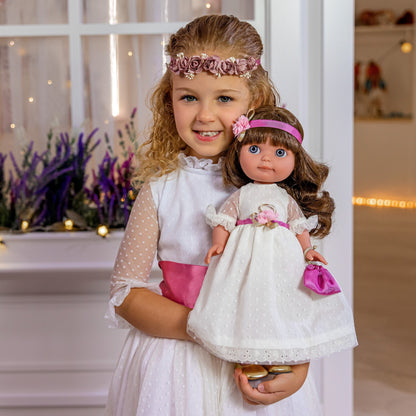 JC Toys Chloe 15" Royal Collection Fashion Doll Long Brown Hair All vinyl Posable Doll