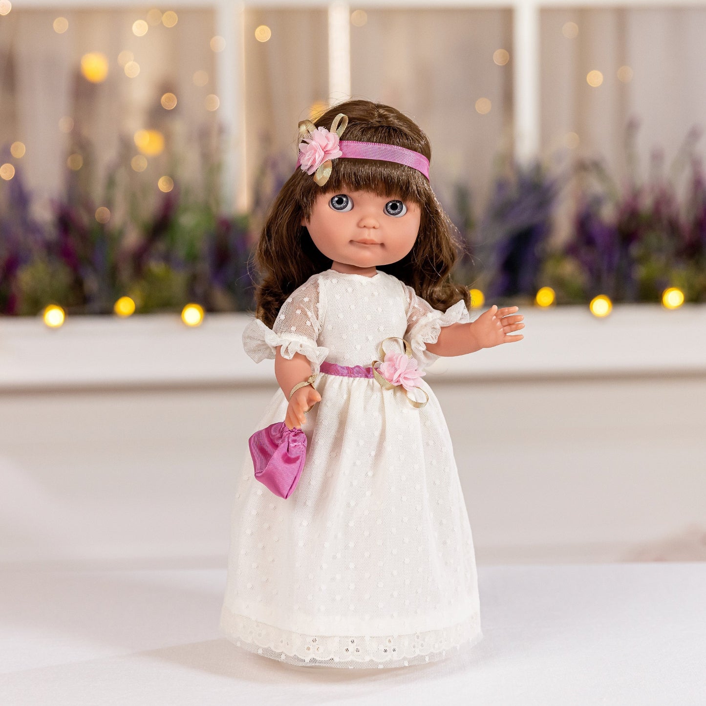 JC Toys Chloe 15" Royal Collection Fashion Doll Long Brown Hair All vinyl Posable Doll