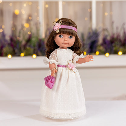 JC Toys Chloe 15" Royal Collection Fashion Doll Long Brown Hair All vinyl Posable Doll