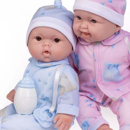 JC Toys, Lots to Cuddle Babies 13 inches Like life Twins Soft Body Baby Dolls