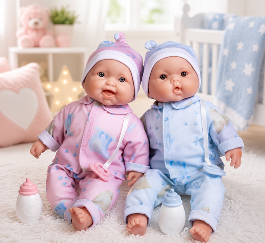 JC Toys, Lots to Cuddle Babies 13 inches Like life Twins Soft Body Baby Dolls