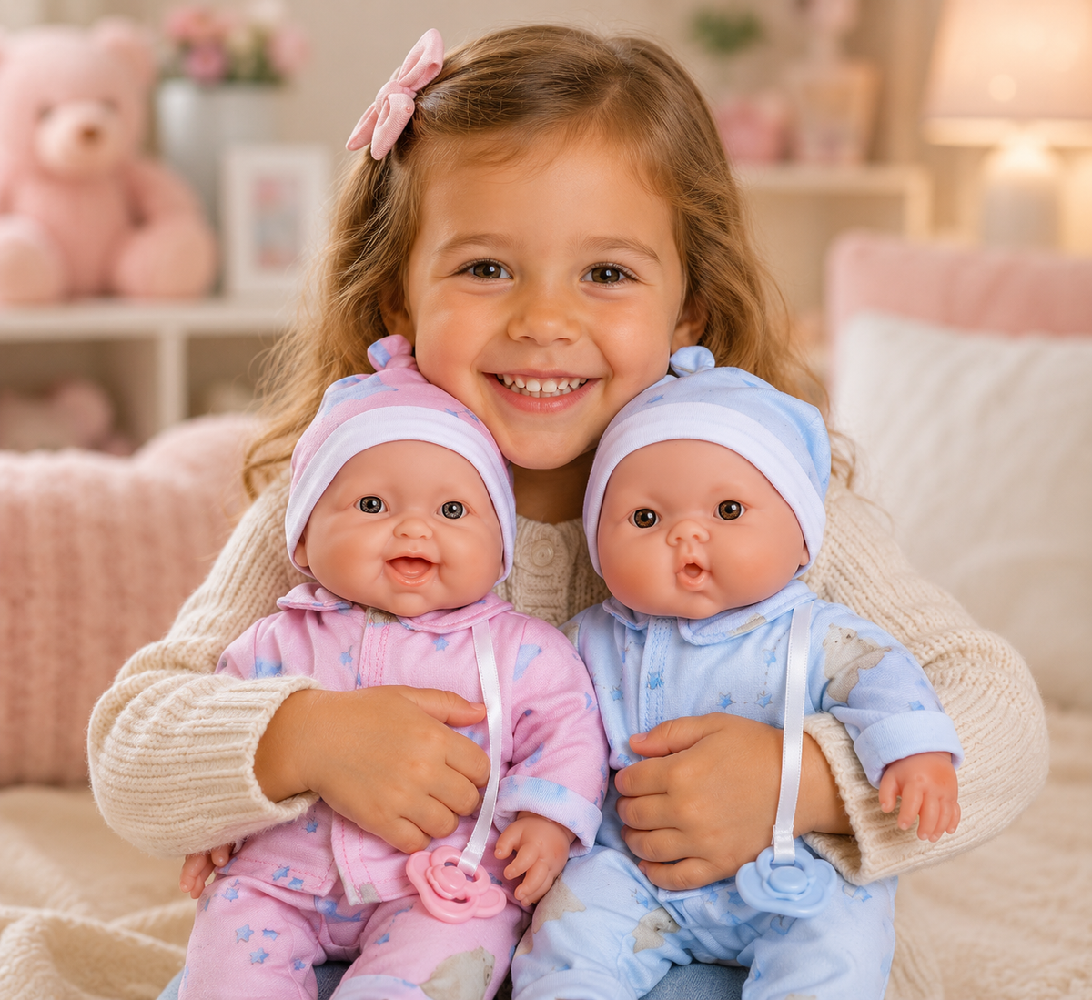 JC Toys, Lots to Cuddle Babies 13 inches Like life Twins Soft Body Baby Dolls