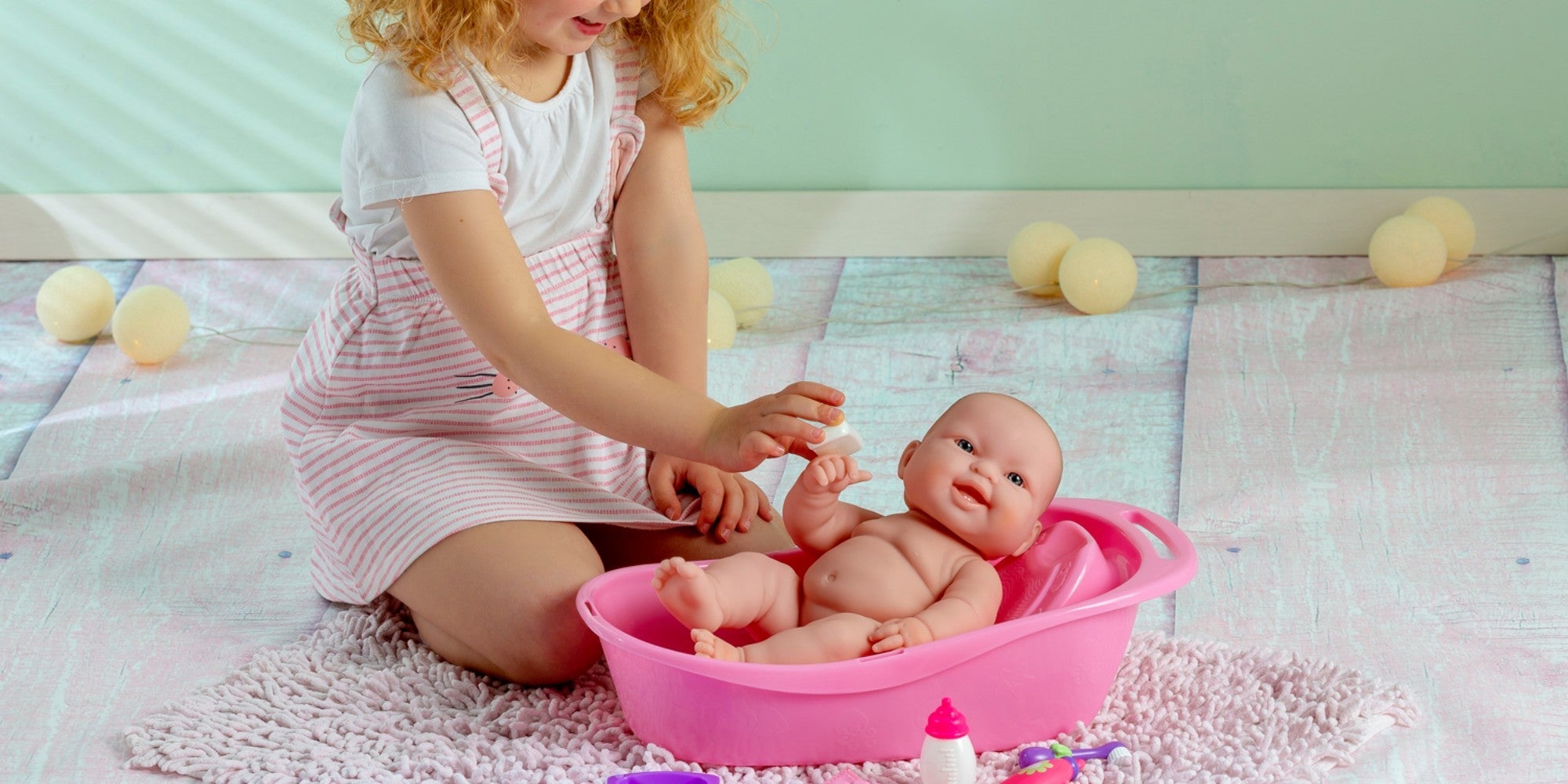 For Keeps Pink Baby Doll Bath Gift Set Fits Most Dolls up to 16 Ages 2