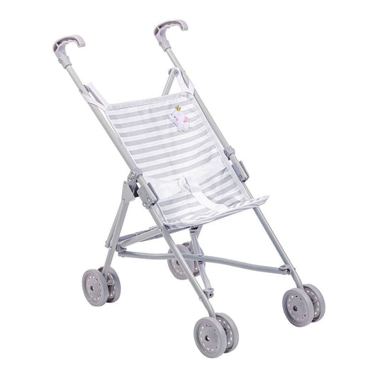 JC Toys Berenguer Boutique Single Umbrella Baby Doll Stroller Elephant Theme Grey Ages 2 +