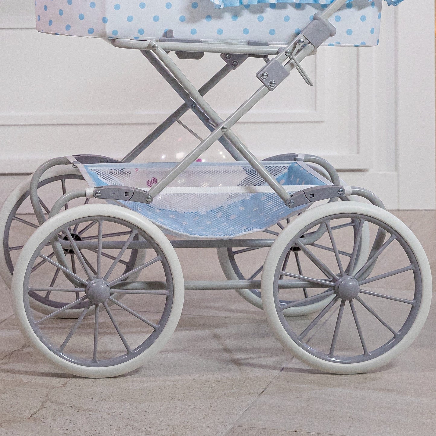 JC Toys Berenguer Boutique Royal Baby Doll Pram in Blue for Ages 3+