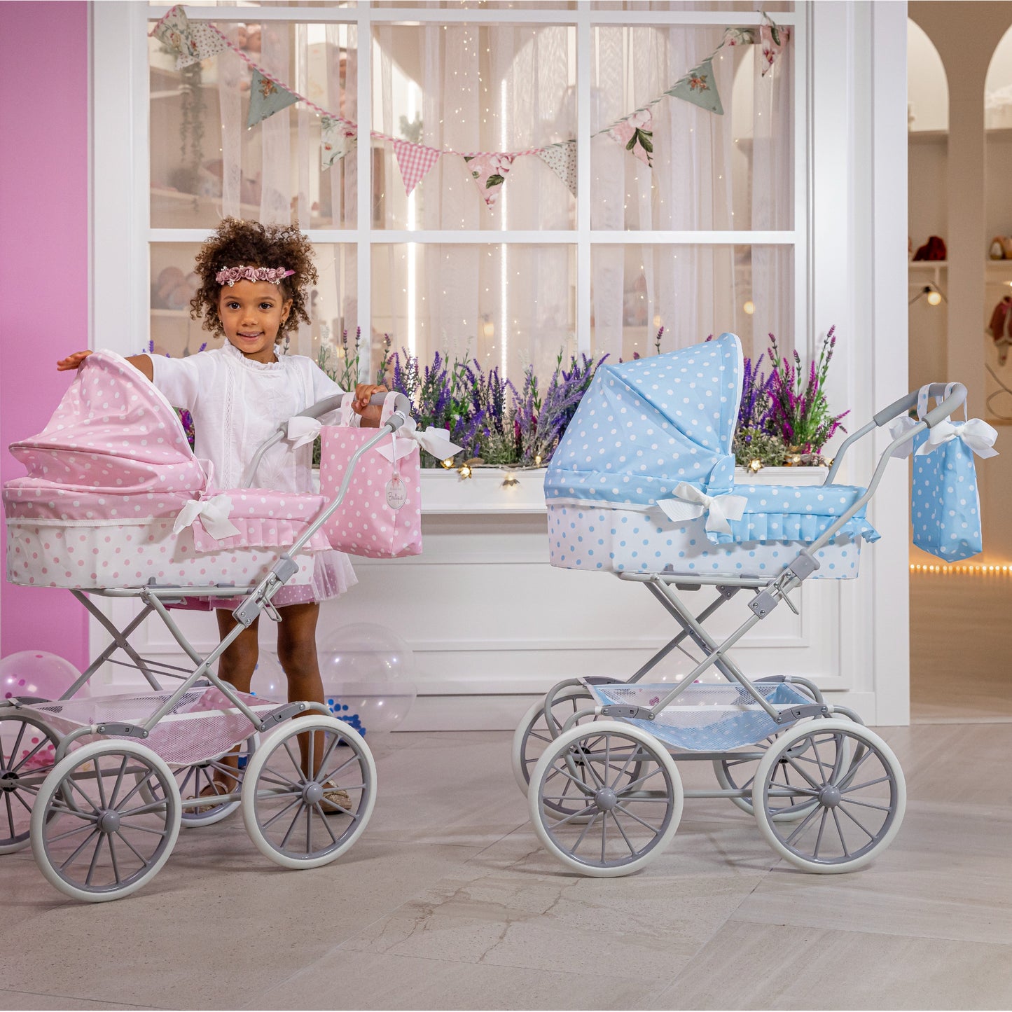 JC Toys Berenguer Boutique Royal Baby Doll Pram in Blue for Ages 3+