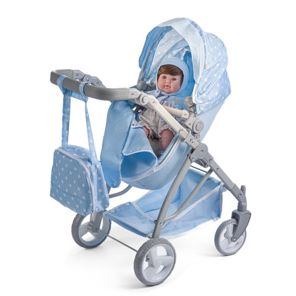 JC Toys - Berenguer Boutique Playtime | Deluxe Folding Sports Pram Stroller | Royal Blue Collection | for Dolls up to 20" | Ages 3+