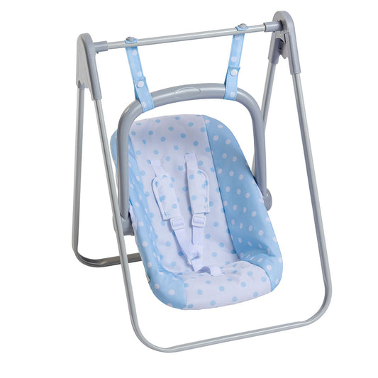 JC Toys - for Keeps Playtime | 2 in 1 Baby Doll Swing and Portable Carrier | for Dolls up to 18" | Ages 3+ | Blue