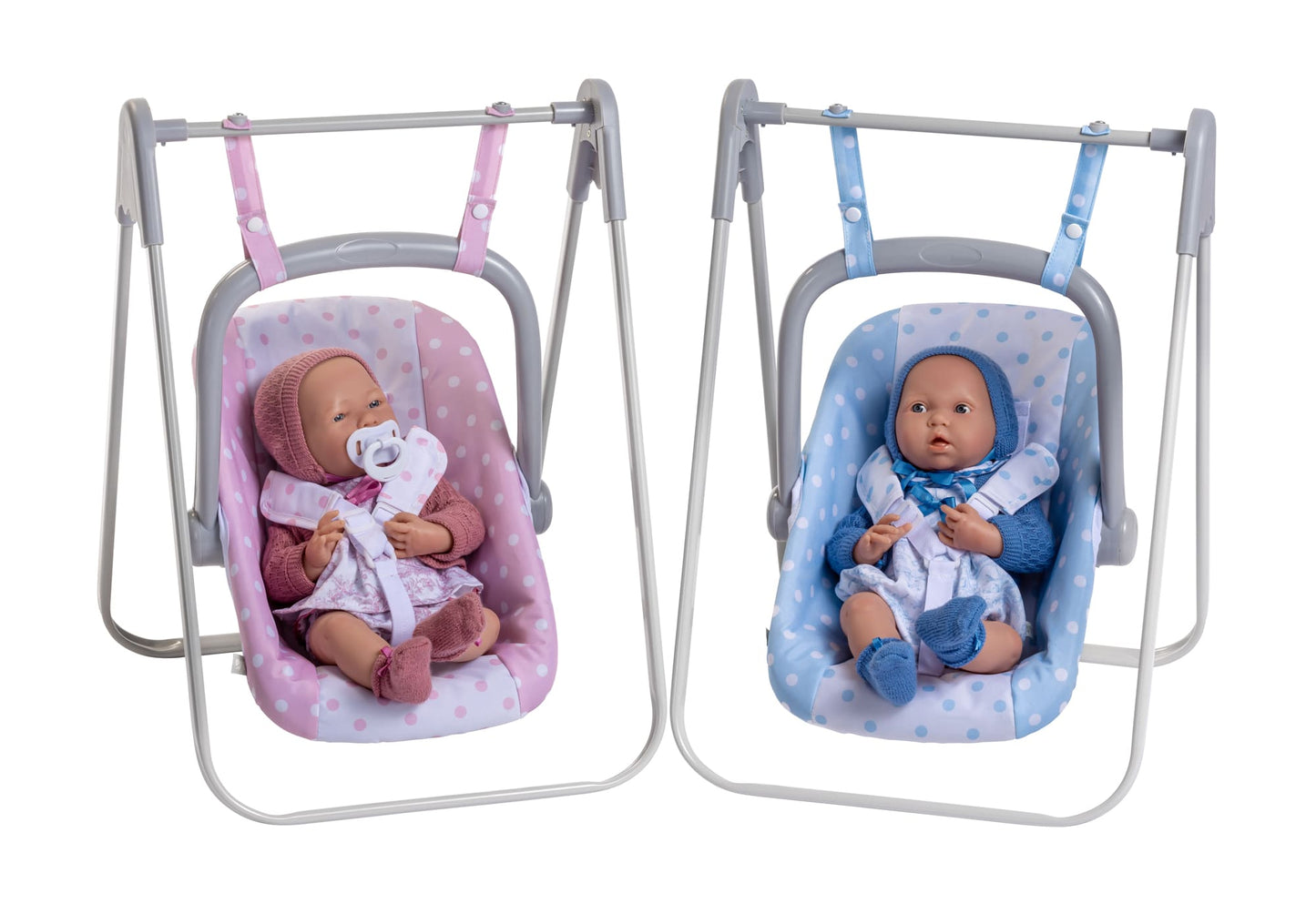 JC Toys - Berenguer Boutique Playtime | 2 in 1 Baby Doll Swing and Portable Carrier | for Dolls up to 18" | Ages 3+ | Blue