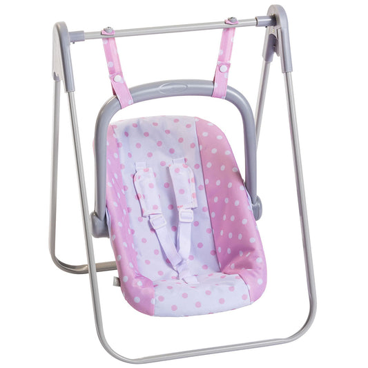 JC Toys - for Keeps Playtime | 2 in 1 Baby Doll Swing and Portable Carrier | for Dolls up to 18" | Ages 3+ | Pink