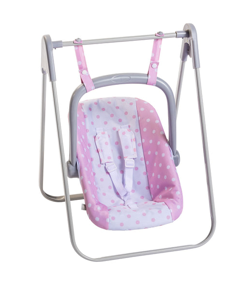 JC Toys - for Keeps Playtime | 2 in 1 Baby Doll Swing and Portable Carrier | for Dolls up to 18" | Ages 3+ | Pink