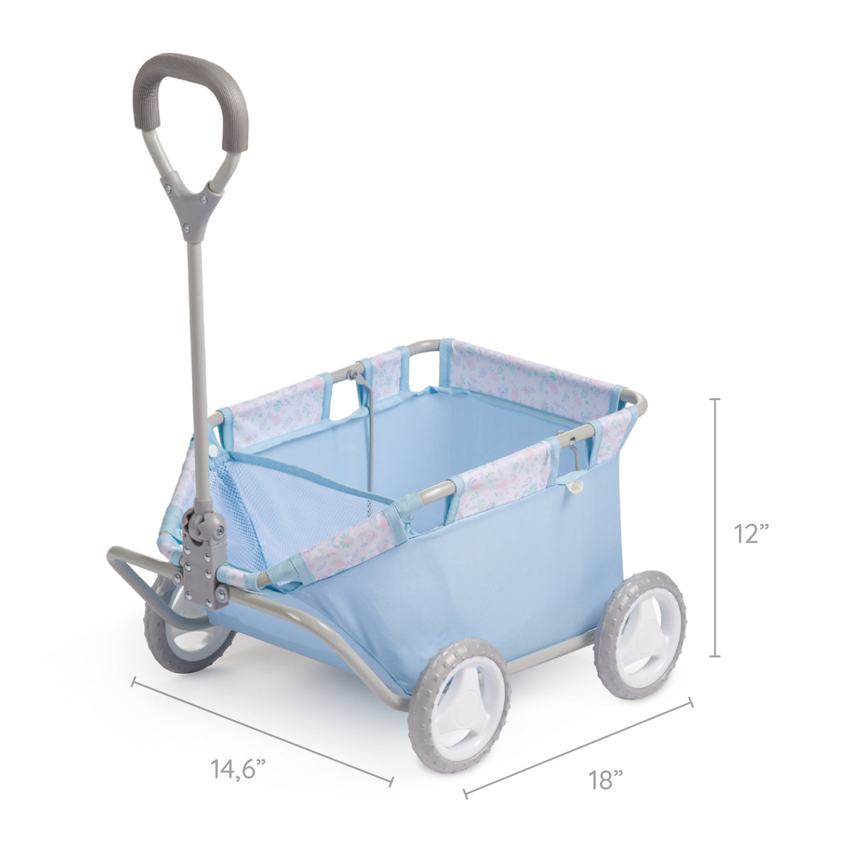 JC Toys - Berenguer Boutique Playtime | Deluxe Folding Pull Along | Blue Floral Collection | For Dolls up to 20" | Ages 3+