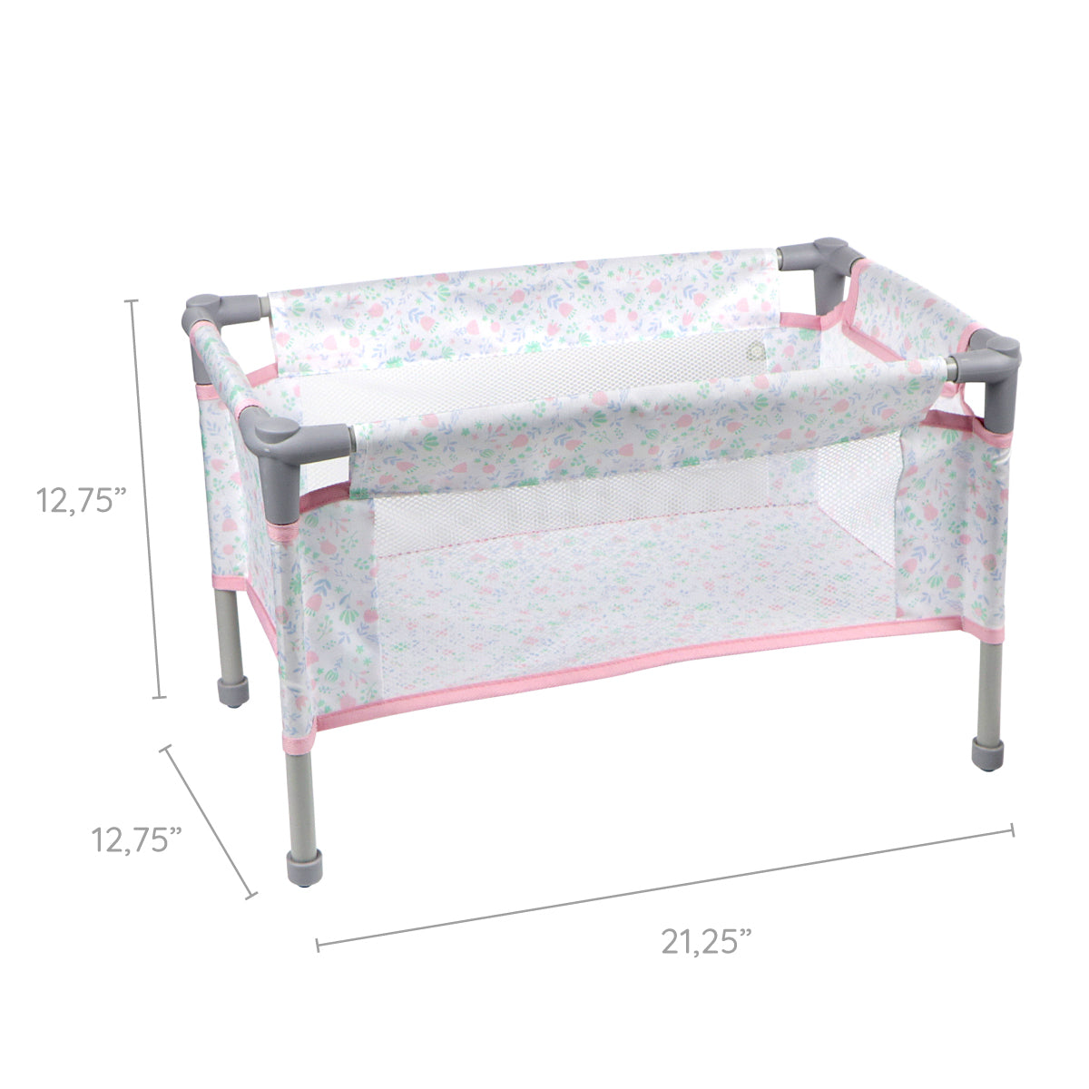 JC Toys - Berenguer Boutique Playtime | Folding Doll Crib/Playpen w/ travel bag | for Dolls up to 18" | Ages 3+ | Pink (