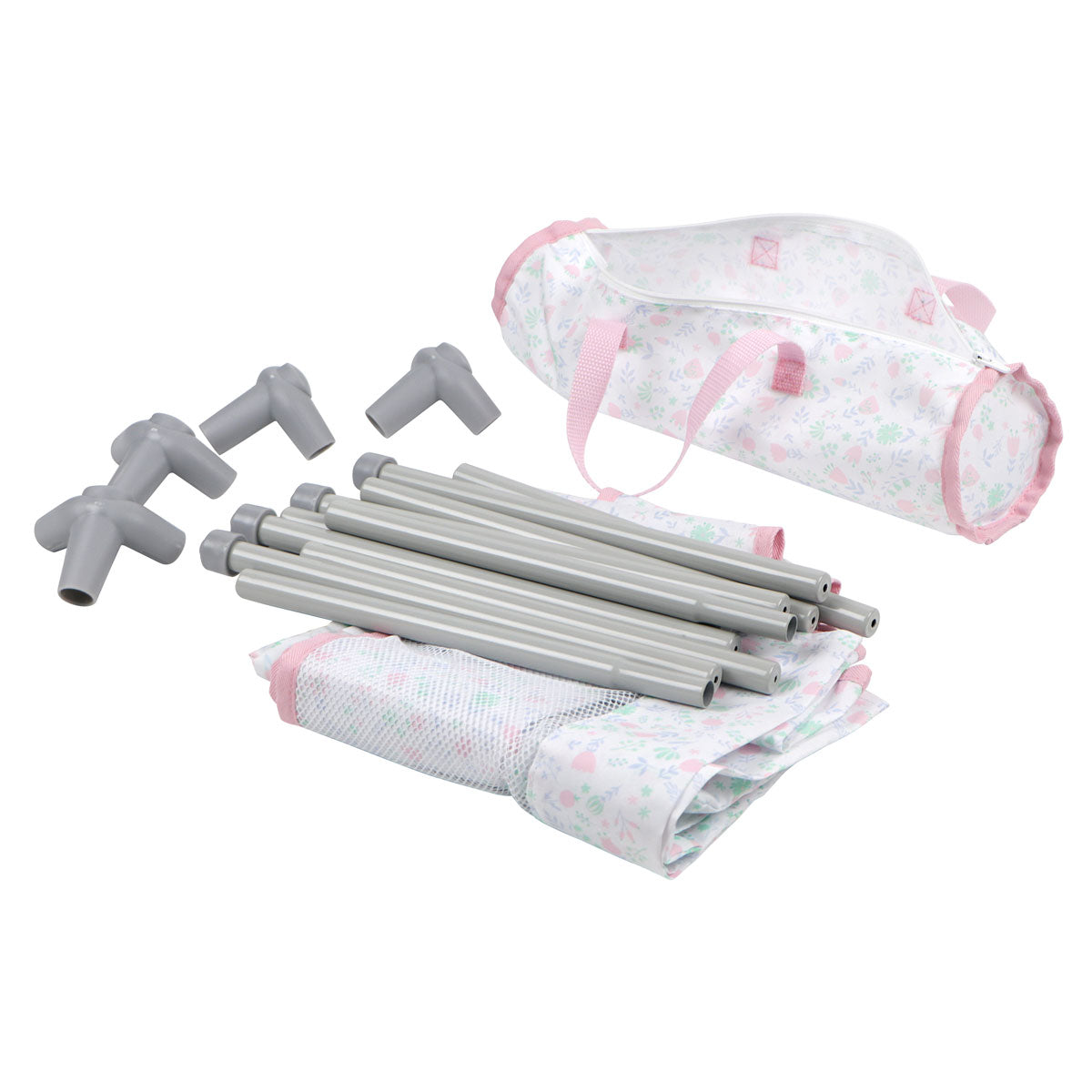 JC Toys - Berenguer Boutique Playtime | Folding Doll Crib/Playpen w/ travel bag | for Dolls up to 18" | Ages 3+ | Pink (