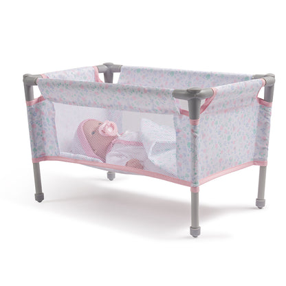 JC Toys - Berenguer Boutique Playtime | Folding Doll Crib/Playpen w/ travel bag | for Dolls up to 18" | Ages 3+ | Pink (