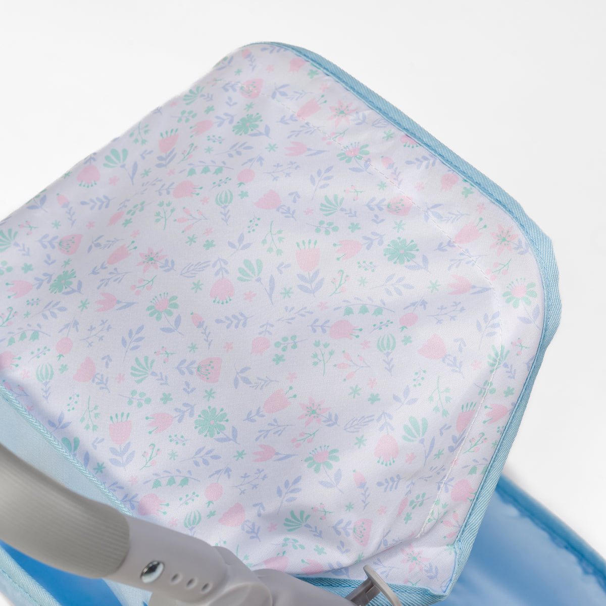 JC Toys - Berenguer Boutique Stroller | Easy Folding Stroller with Canopy and Storage | for Dolls up to 18" | Ages 3+ | Blue Floral