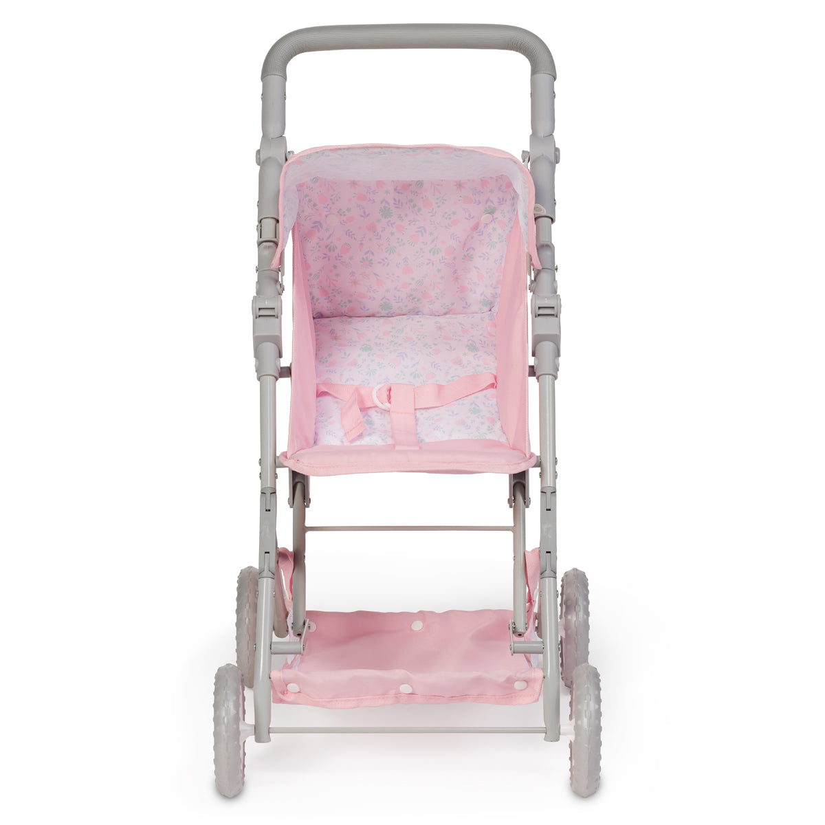 JC Toys - Berenguer Boutique Stroller | Easy Folding Stroller with Canopy and Storage | for Dolls up to 18" | Ages 3+ | Pink Floral