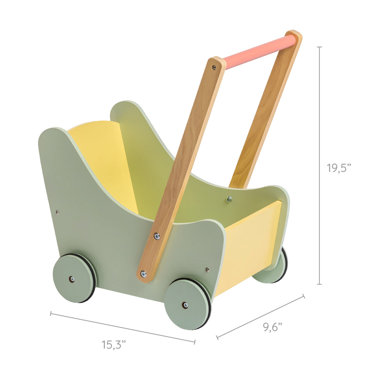 JC Toys - Twiggly Toys - Deluxe Wood Push Cart