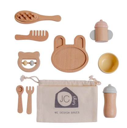 JC Toys Parfait Collection | Real Wood 10 Piece Baby's First Care Set | For Dolls and Stuffed Animals of all Sizes | Ages 3+ | Twiggly Toys