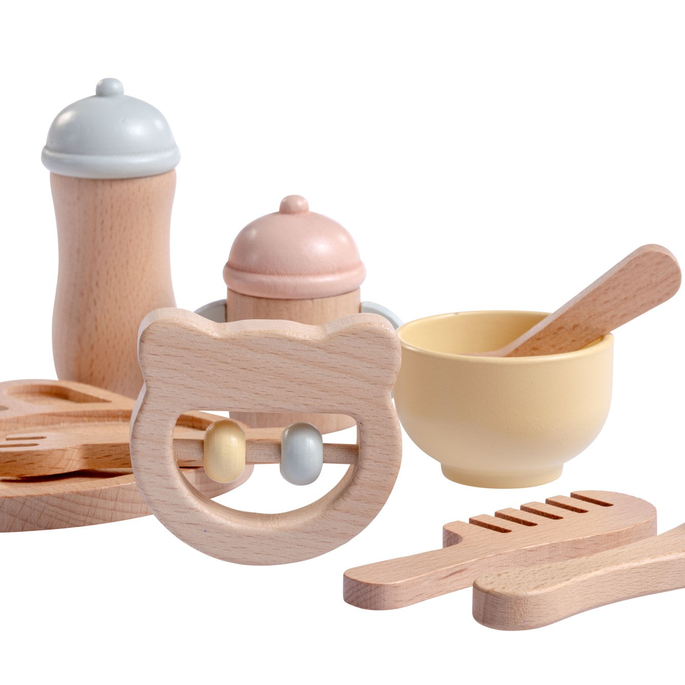 JC Toys Parfait Collection | Real Wood 10 Piece Baby's First Care Set | For Dolls and Stuffed Animals of all Sizes | Ages 3+ | Twiggly Toys