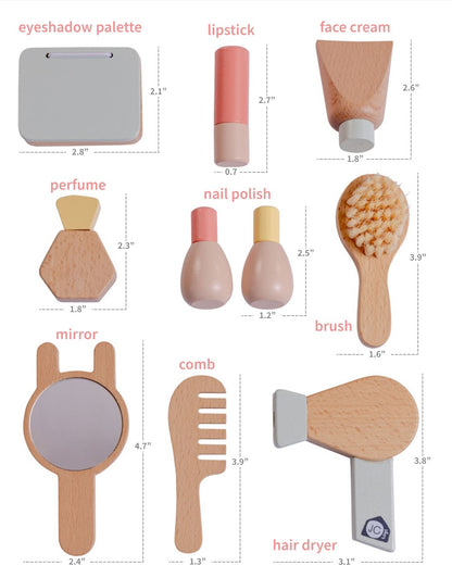 JC Toys Parfait Collection | Real Wood 10 Piece Personal Care-Make Up Set | For Dolls and Stuffed Animals of all Sizes | Ages 3+ | Twiggly Toys