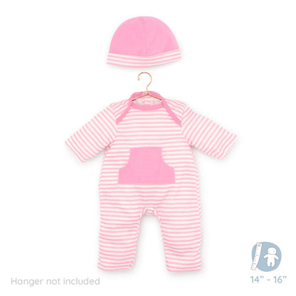 Berenguer Boutique ® FASHION Clothing for 14"-16" Dolls - Light Pink Stripe 2 Piece.