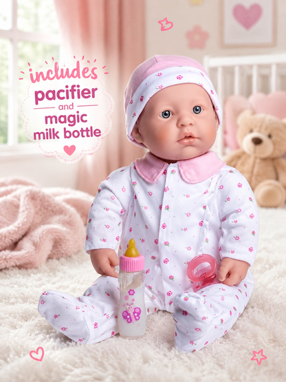 La Baby Play Doll - 20" Soft Body Baby Doll in baby outfit Pink w/ Pacifier