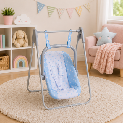 blue polka dot swing and carrier 2 in 1