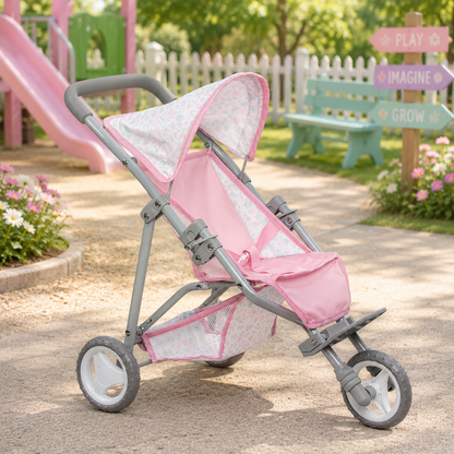 pink floral jogger stroller for dolls