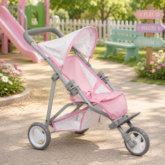 pink floral jogger stroller for dolls